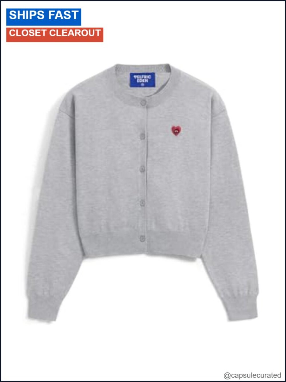 Aelfric Eden Cropped Cardigan Knit Button Front Long Sleeve Sweater